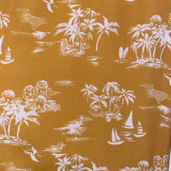 Abercrombie & Fitch High Waist Tropical Hawaiian Print Pant Golden Yello… - Picture 5 of 11